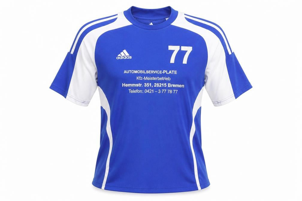 Front view of Adidas Men's Blue Jersey - Athletic Football L