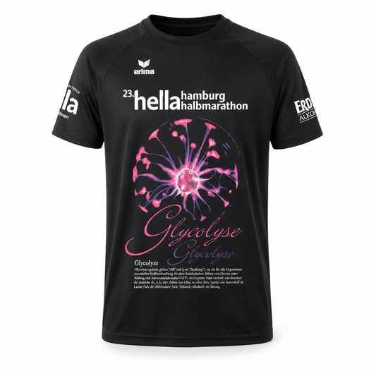 Front view of Erima Men's Black Graphic Print Jersey T-Shirt, size S