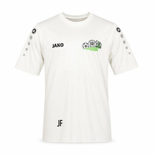 Front view of Jako Men's White S T-Shirt Logo Sports Activewear