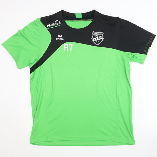 Erima Men's Green Black L Colourblock Jersey T-Shirt
