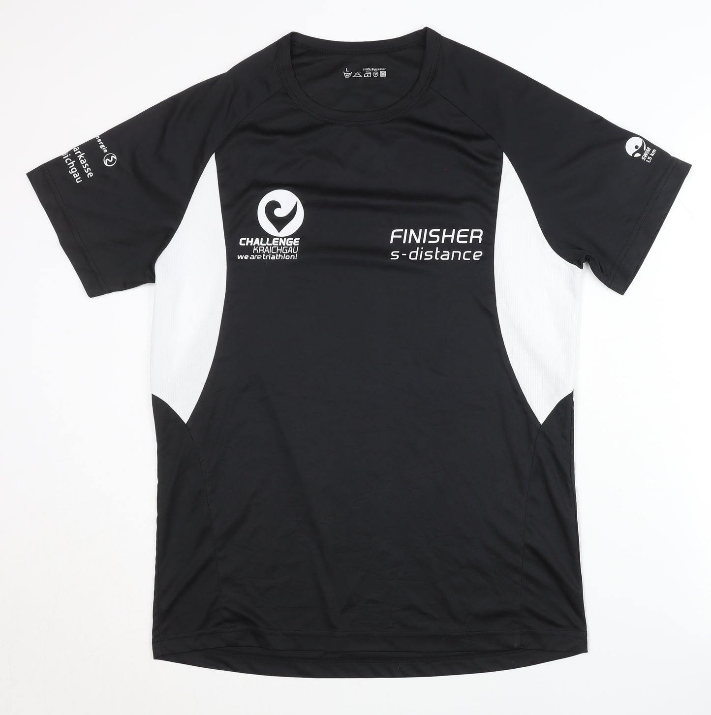 Mens Black Triathlon T-Shirt, L, Quick Dry