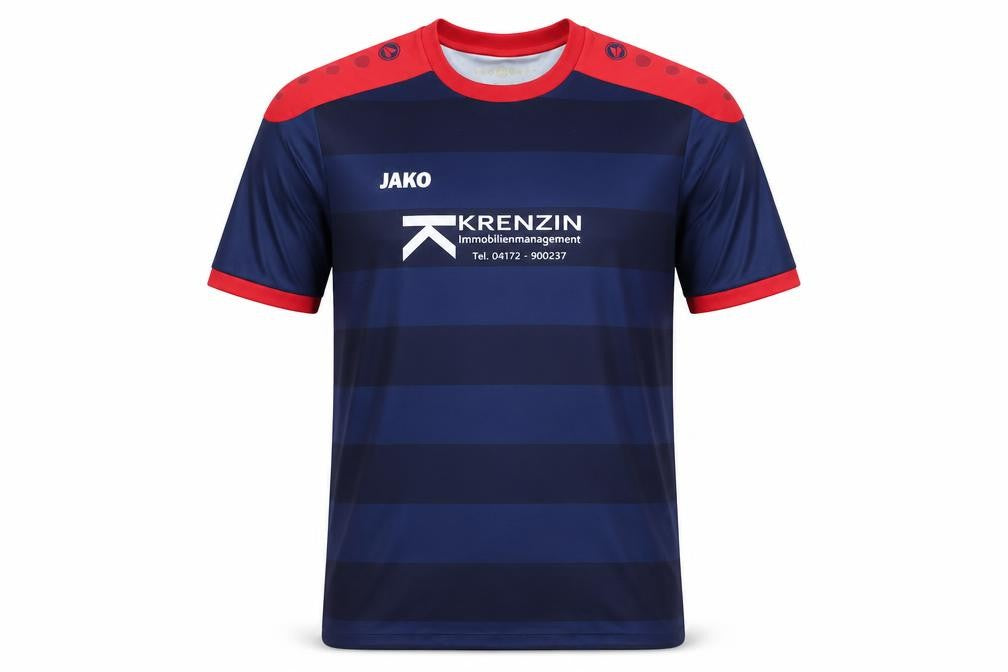 Front view of Jako Men's Blue Football Jersey L
