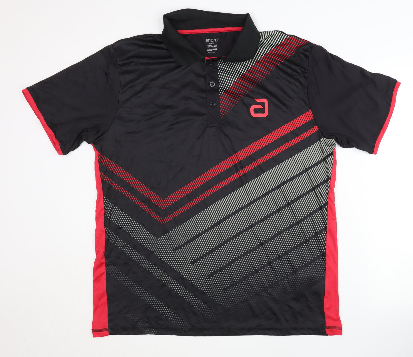 andro Men's Black XL Polo Shirt, Quick Dry Activewear