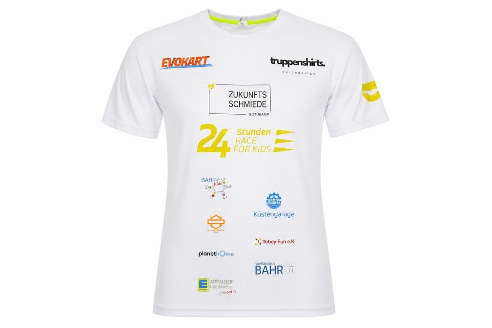 Front view of Roly Sport unisex white active t-shirt m
