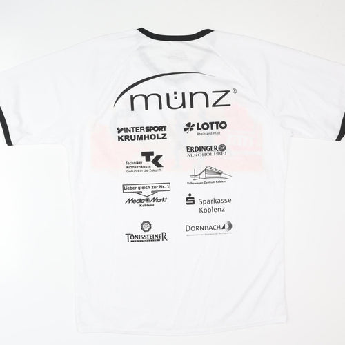 Münz Men's L White Running T-Shirt V-Neck Quick Dry
