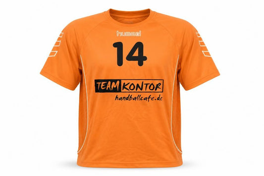 Front view of Hummel Men's Orange Handball Jersey, size L