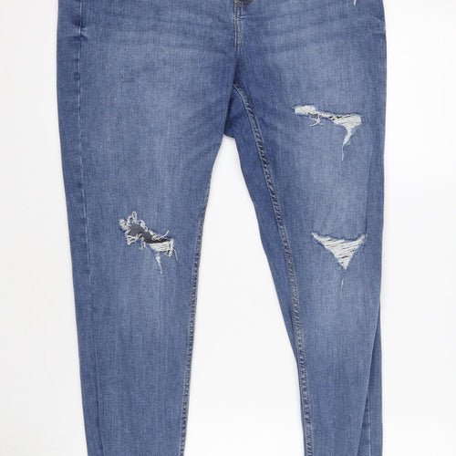 Primark Women's Blue Skinny Distressed Jeans Size 16