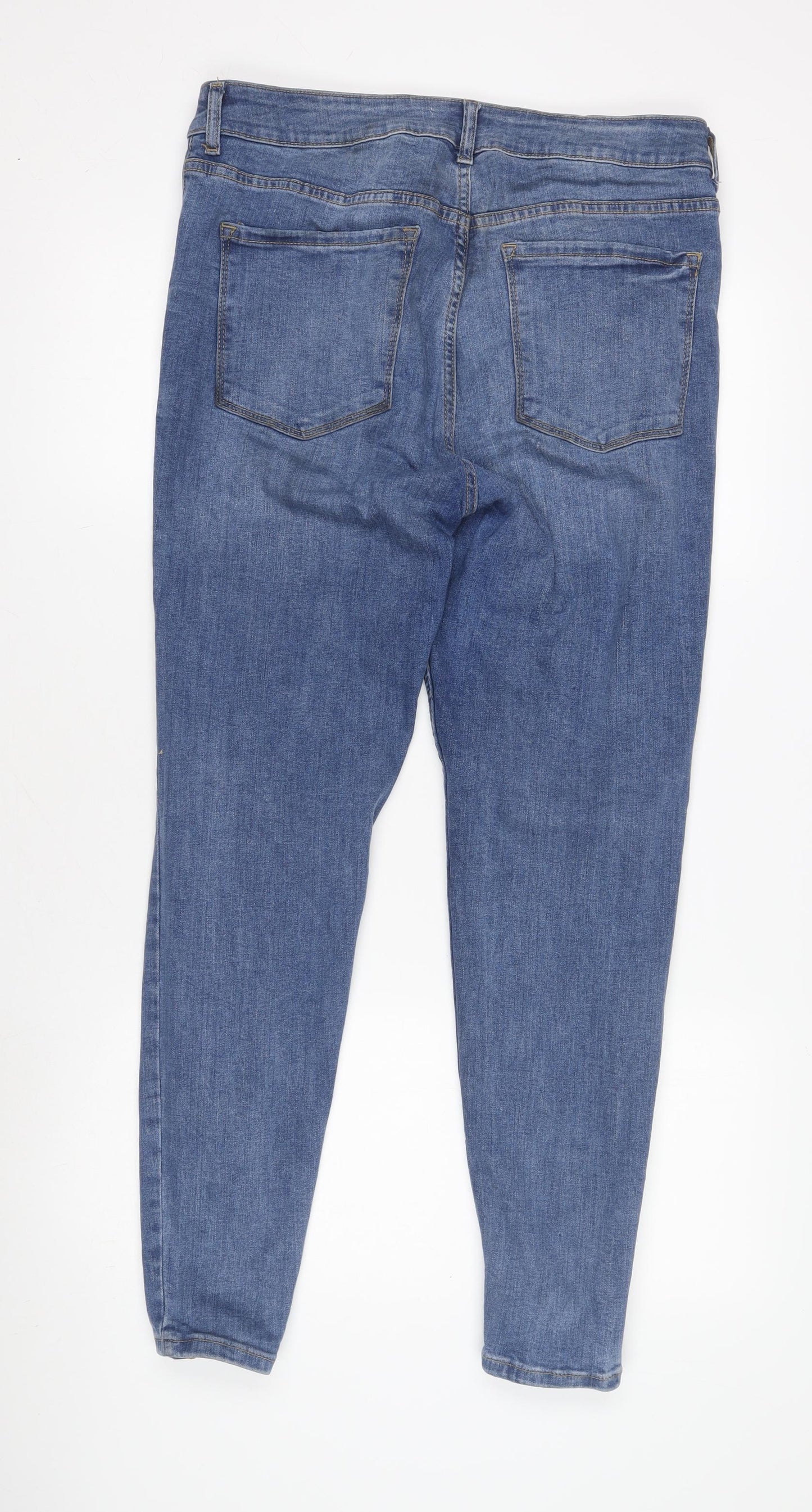 Primark Women's Blue Skinny Distressed Jeans Size 16