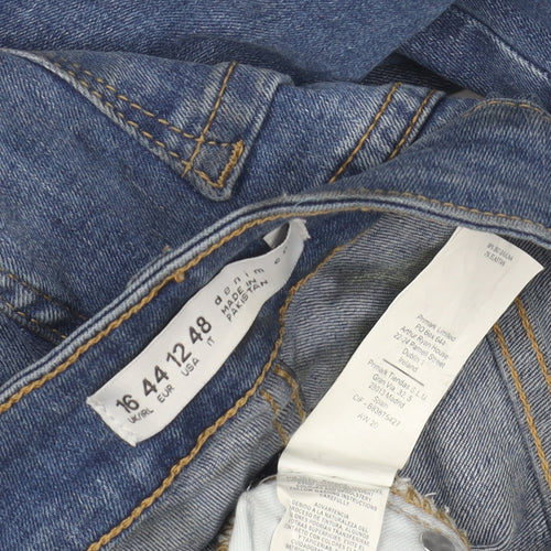 Primark Women's Blue Skinny Distressed Jeans Size 16