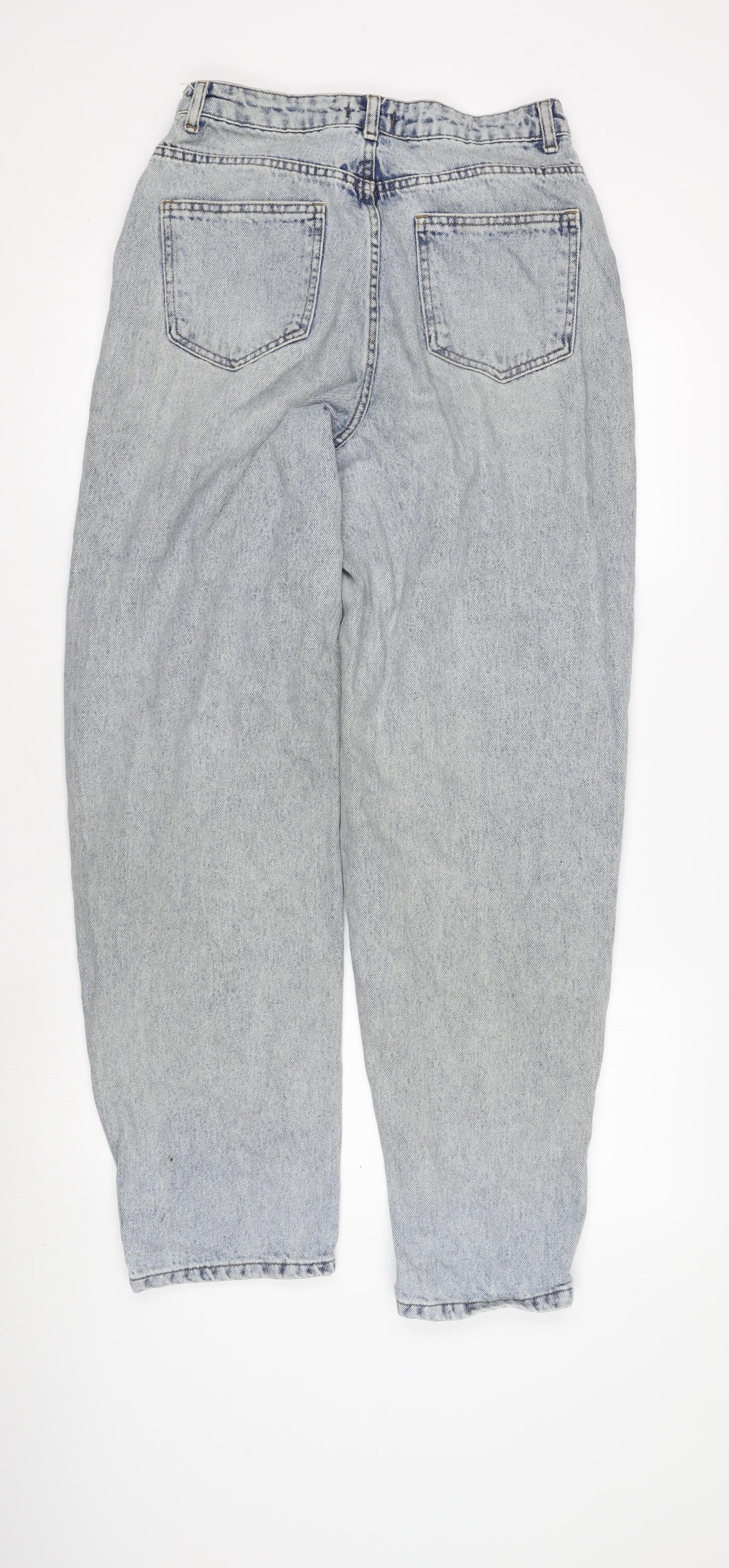 PrettyLittleThing Women’s Blue Distressed Mom Jeans, Size 8