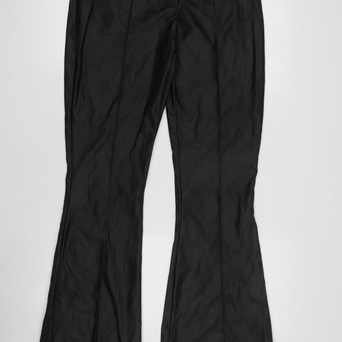 Boohoo Women's Black Flared Trousers, Size 12, Polyurethane