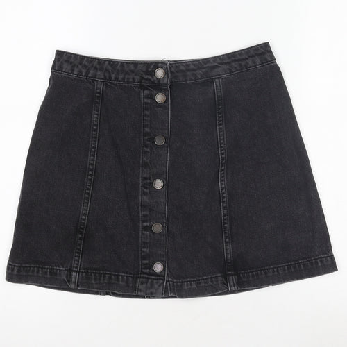 Topshop Women's Petite Black Denim Skirt, Size 10