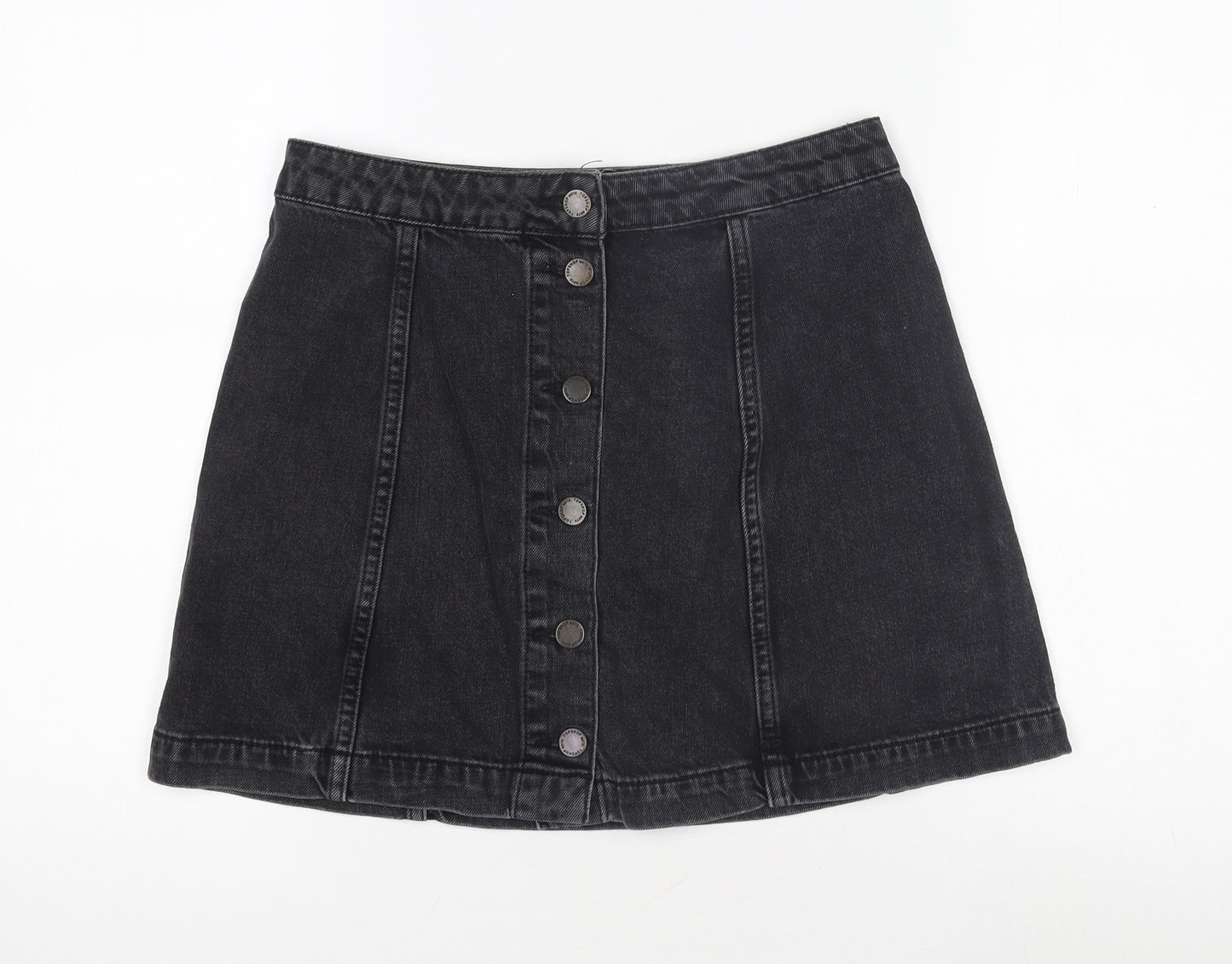Topshop Women's Petite Black Denim Skirt, Size 10