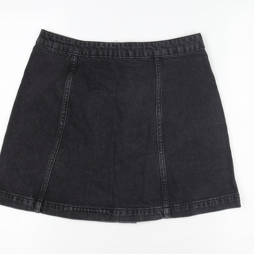 Topshop Women's Petite Black Denim Skirt, Size 10