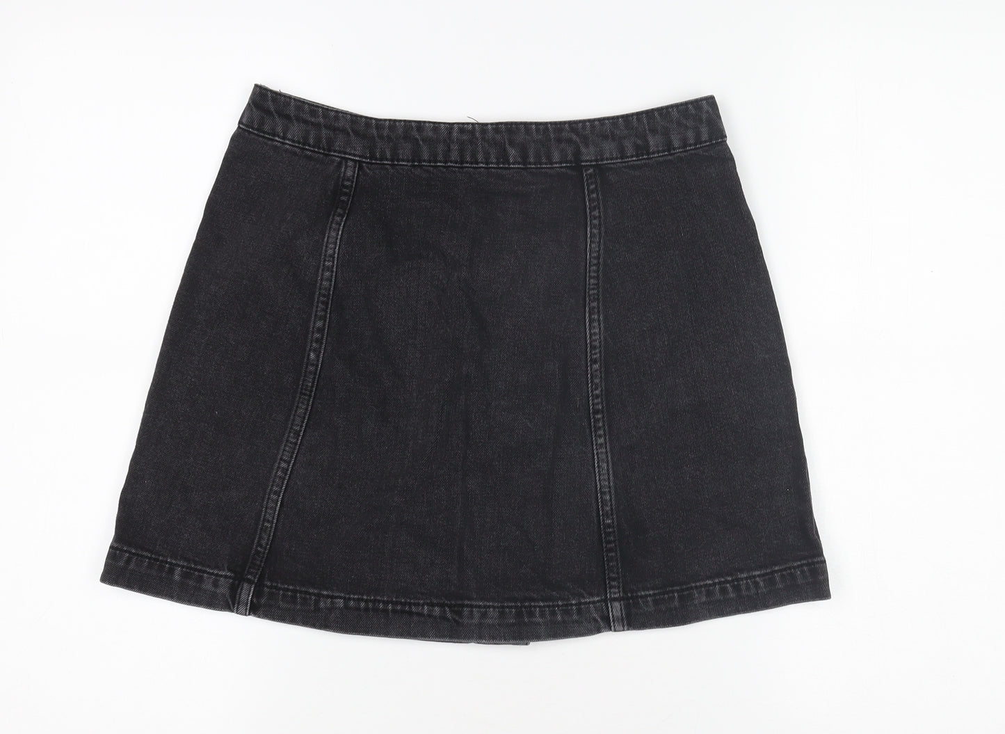 Topshop Women's Petite Black Denim Skirt, Size 10