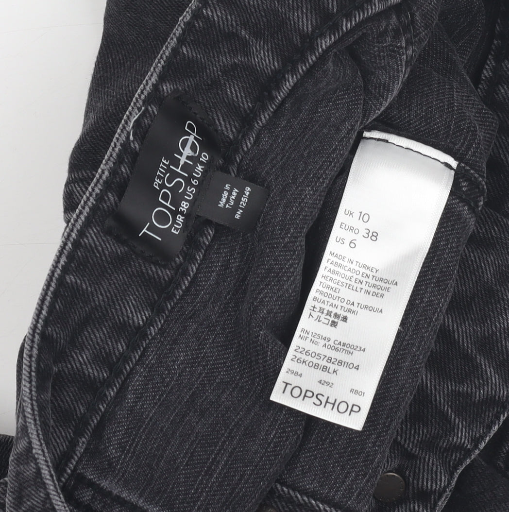 Topshop Women's Petite Black Denim Skirt, Size 10