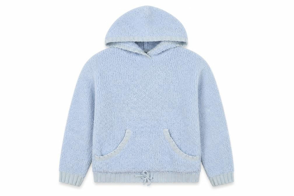 Front view of Gap boys’ blue bouclé hoodie, 2xl pullover, casual wear