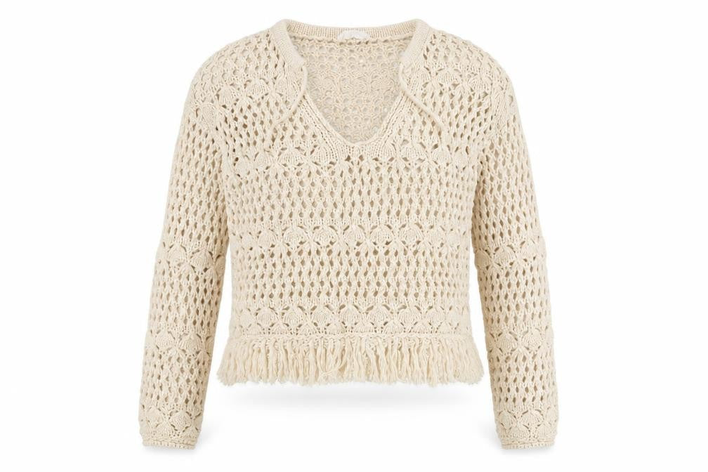 Front view of Primark Women's Beige Crochet jumper 2XS