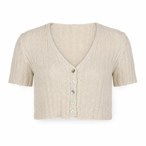 PrettyLittleThing Women's Beige Cardigan V-Neck Knit S