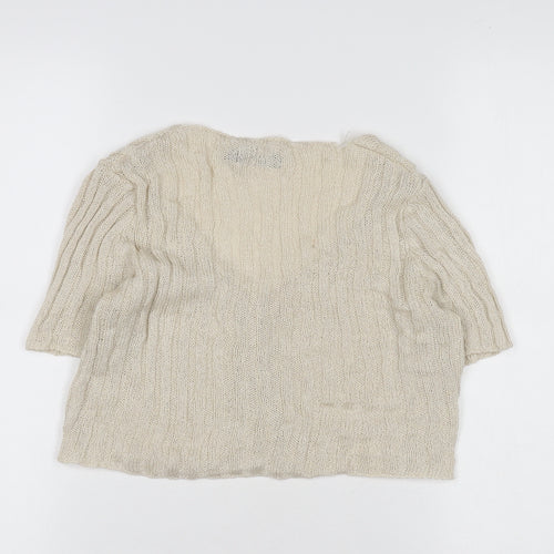 PrettyLittleThing Women's Beige Cardigan V-Neck Knit S