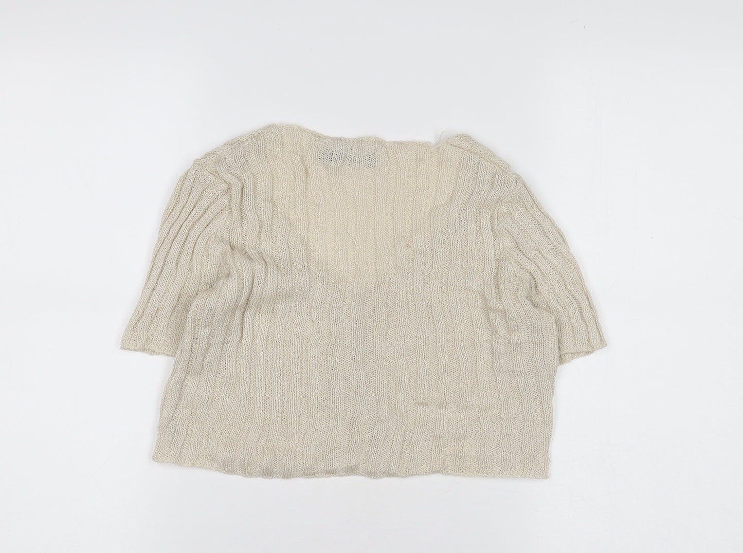 PrettyLittleThing Women's Beige Cardigan V-Neck Knit S