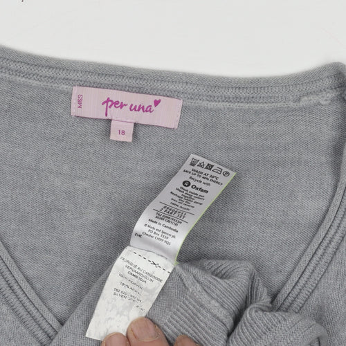Marks and Spencer Women’s Silver V-Neck Pullover Jumper Size 18