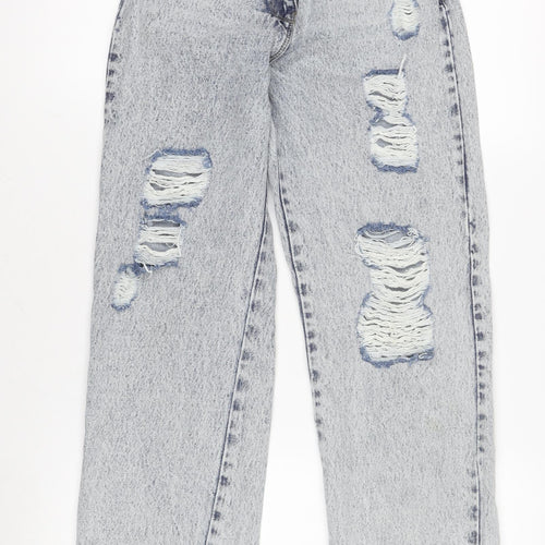 QNDY Women's Blue Distressed Straight Jeans Size L