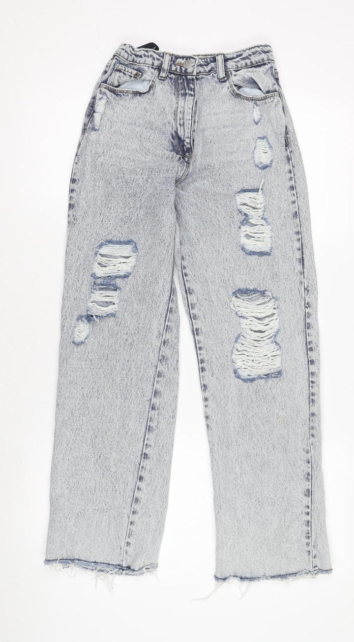 QNDY Women's Blue Distressed Straight Jeans Size L