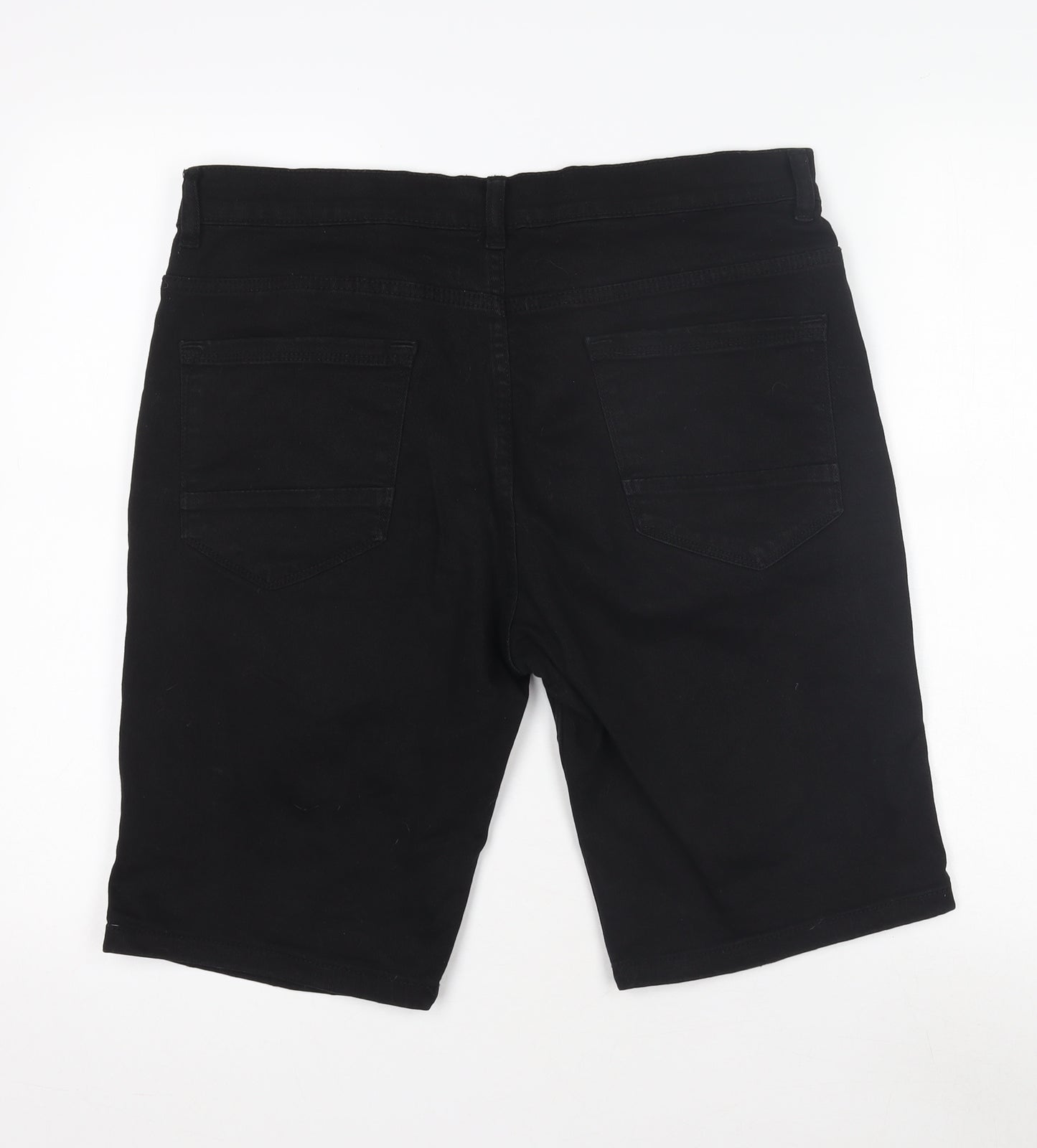 Denim Co. Men's Black Slim-Fit Distressed Shorts