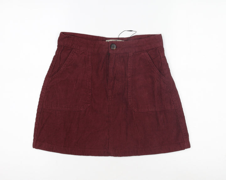 Denim Co. Women's Red Mini Skirt - Size 8 Corduroy