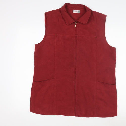 Oscar B Women's Red Sleeveless Full Zip Waistcoat Size 18