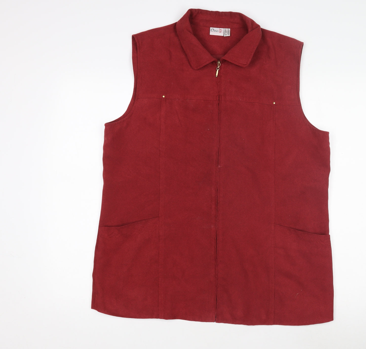 Oscar B Women's Red Sleeveless Full Zip Waistcoat Size 18