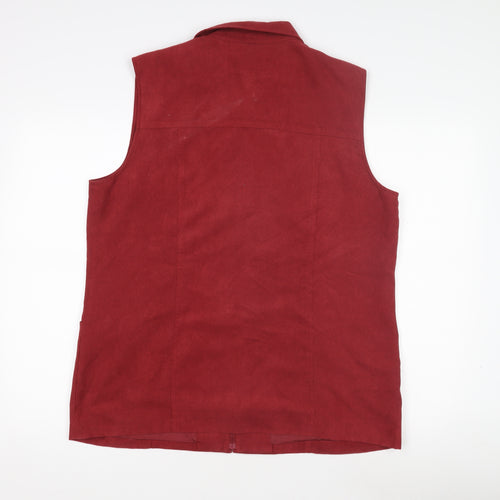 Oscar B Women's Red Sleeveless Full Zip Waistcoat Size 18