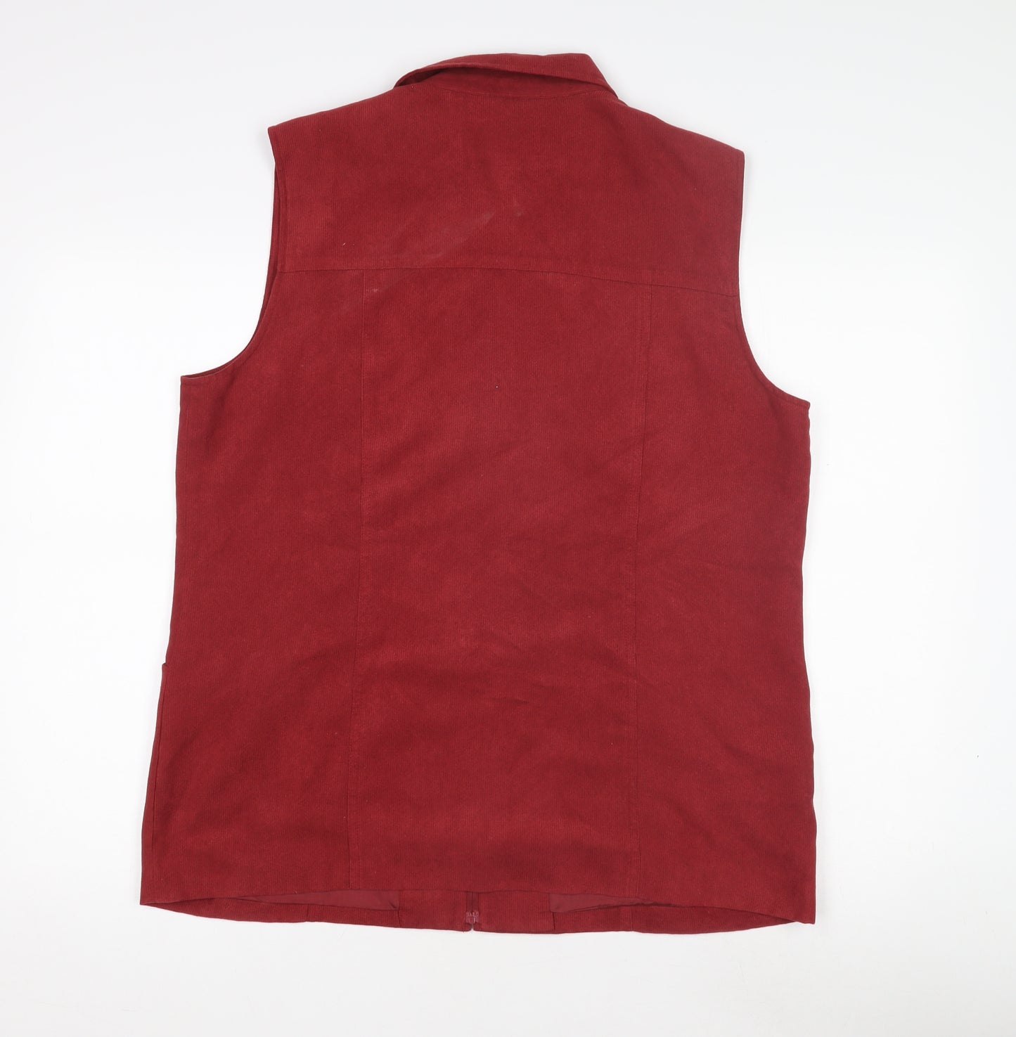 Oscar B Women's Red Sleeveless Full Zip Waistcoat Size 18