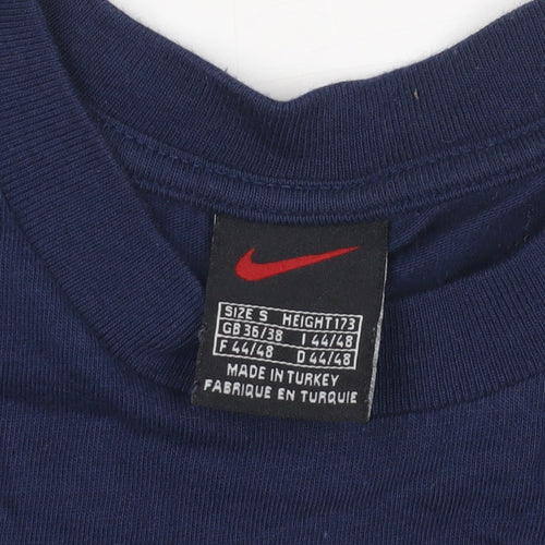 Nike Men's Blue Crew Neck T-Shirt, Size S, Cotton
