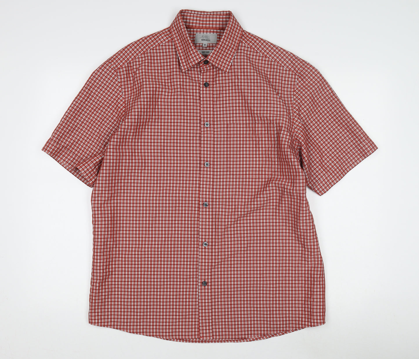 Marks and Spencer Men's Red Check Shirt, Medium