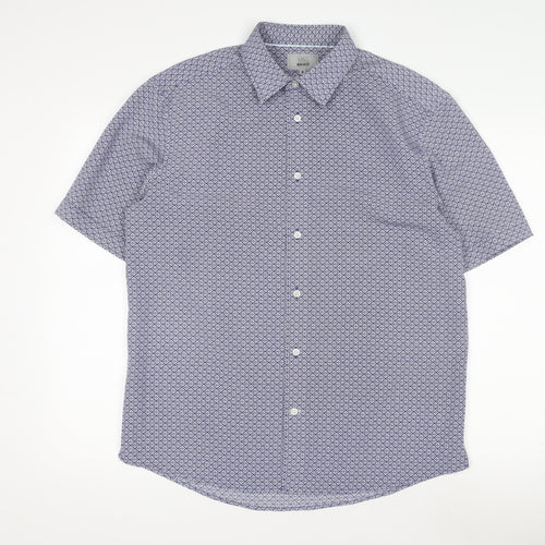 Marks & Spencer Men's Blue Geometric Shirt M Regular Fit