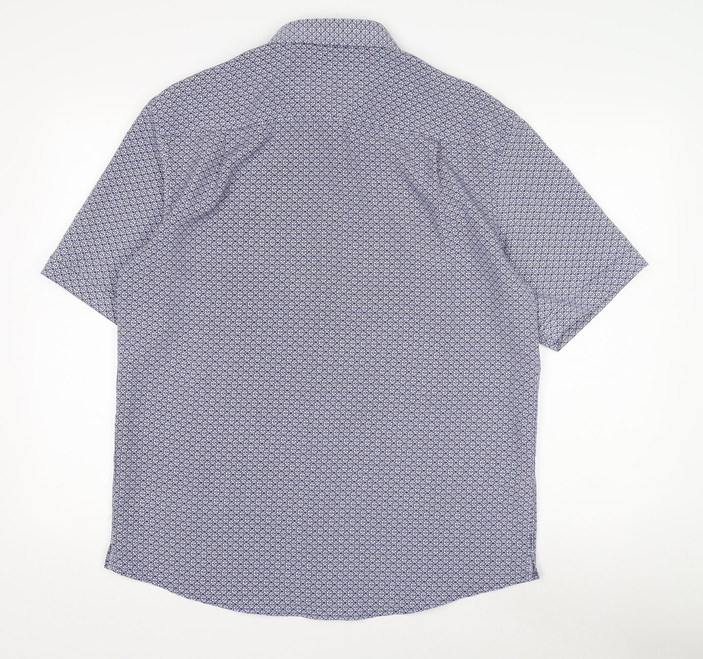 Marks & Spencer Men's Blue Geometric Shirt M Regular Fit