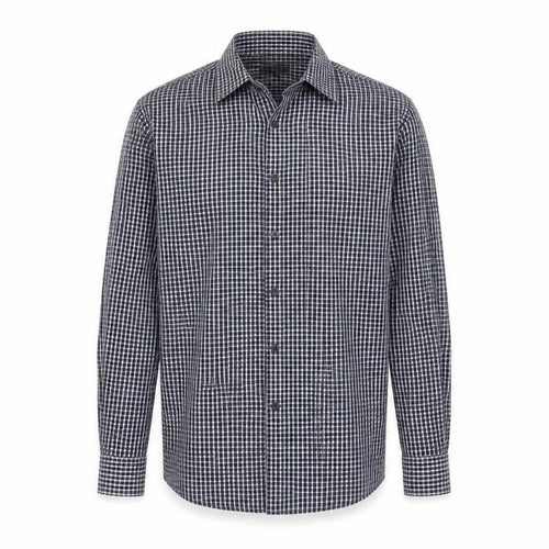 Aspen & Court Men's Blue Check Long Sleeve Shirt M