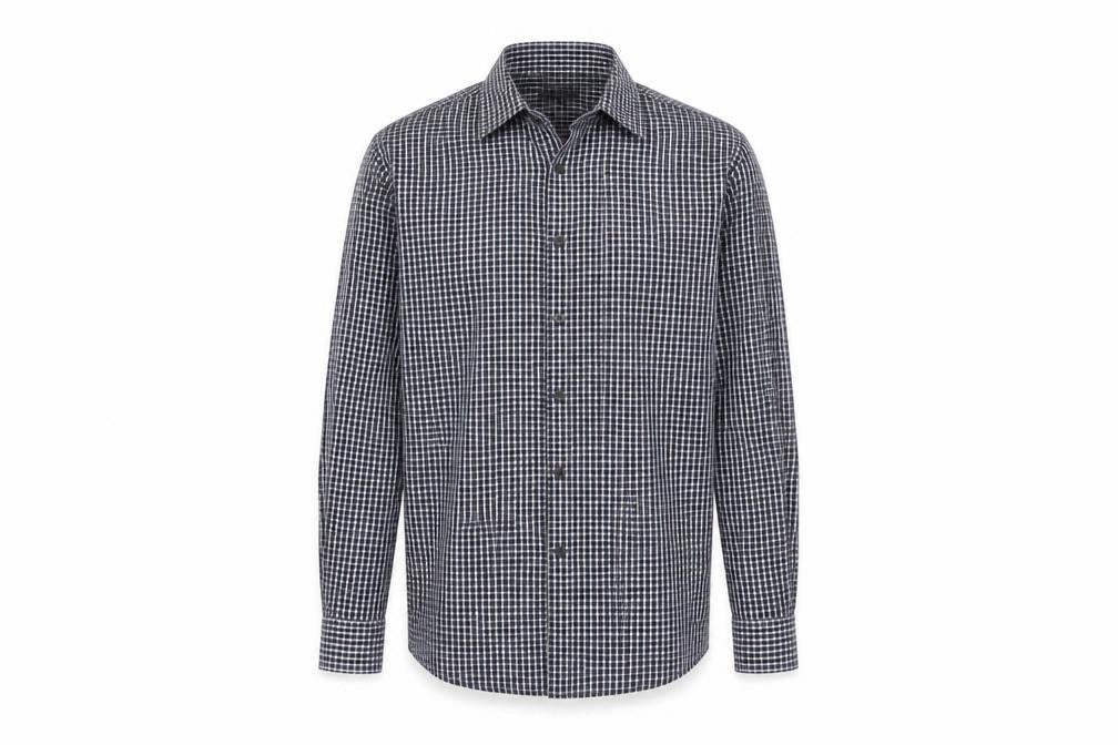 Aspen & Court Men's Blue Check Long Sleeve Shirt M