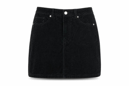 Front view of F&F Women's Black Corduroy Skirt, size 6, Casual