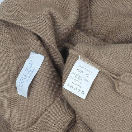 Grazia Women's Brown Coatigan Size 16 with Buttons