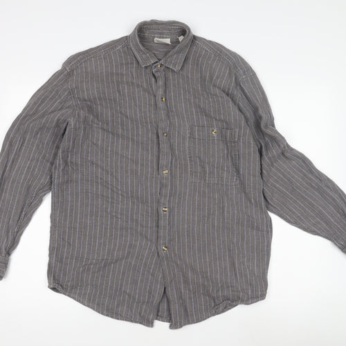 Original ACA Acapulco Men's Grey Striped Shirt L
