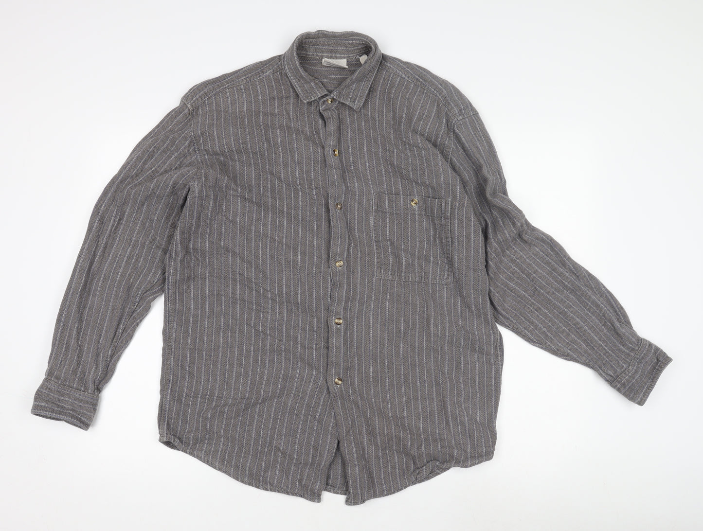 Original ACA Acapulco Men's Grey Striped Shirt L