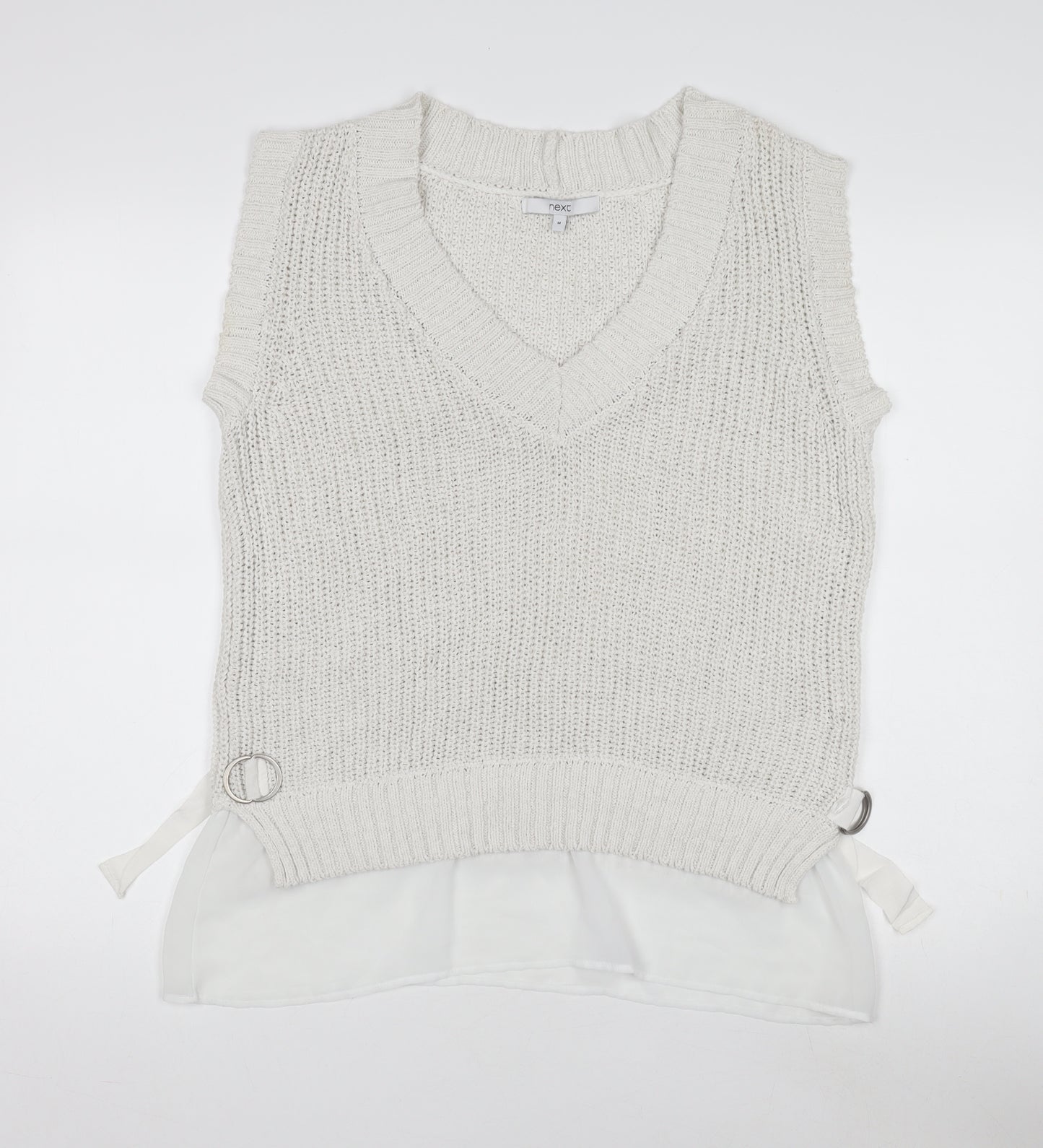 Next Women's Ivory V-Neck Knit Vest M