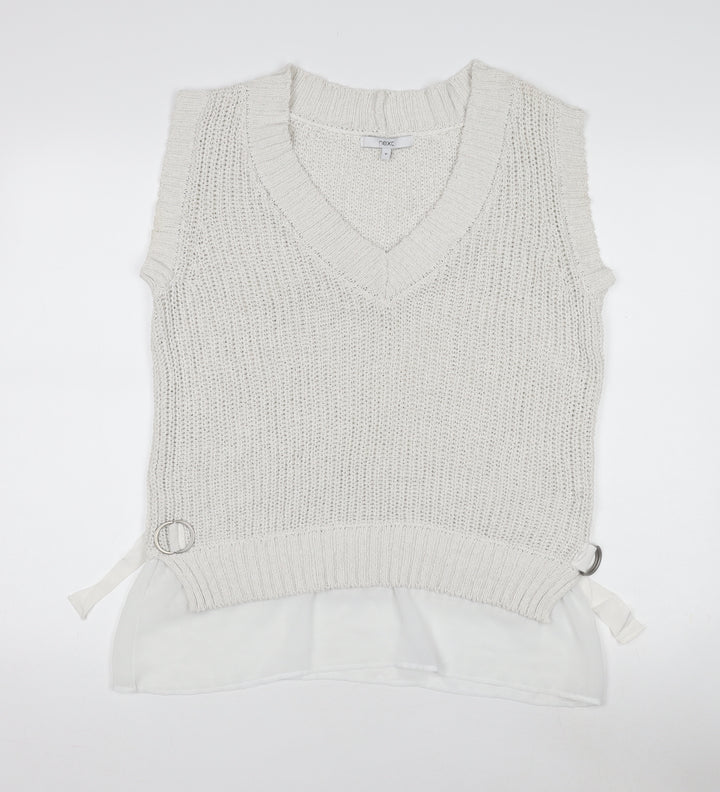 Next Women's Ivory V-Neck Knit Vest M
