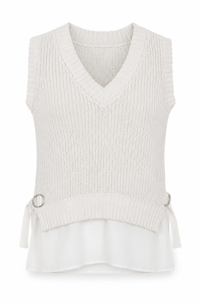 Front view of Next Women's Ivory V-Neck Knit Vest M