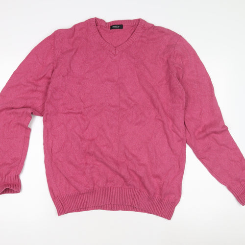 CAPSULE Pink Unisex V-Neck Pullover Jumper L