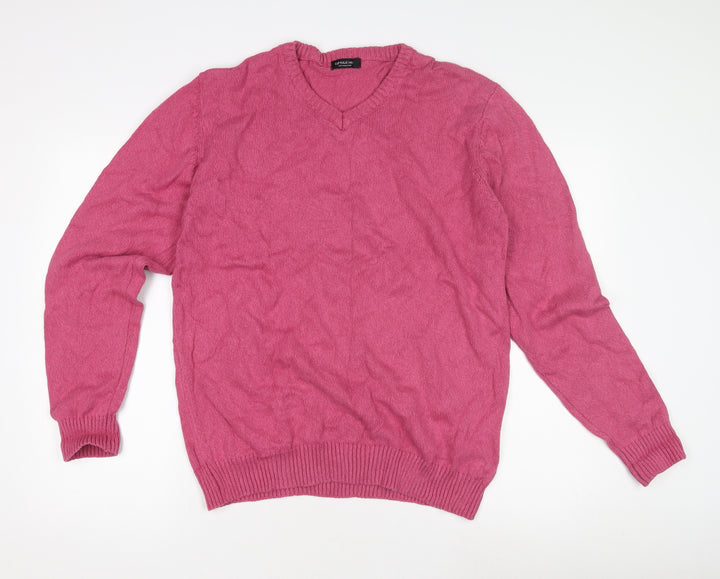 CAPSULE Pink Unisex V-Neck Pullover Jumper L