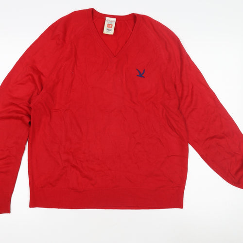 St Michael Women's Red V-Neck Jumper Size 18